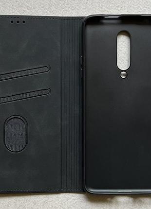Oneplus 7 pro чехол-книжка чёрный, высококачественная искусственная кожа, слоты для кредитных карт
