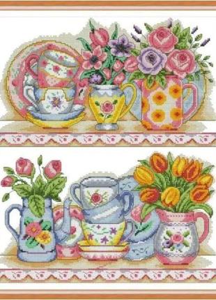 Набір для вишивання за нанесеною на канву схемою "the vase on the shelf". aida 14ct printed, 36*43см