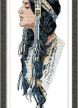 Набор для вышивания по нанесённой на канву схеме "african girl". aida 14ct printed, 25*49 см