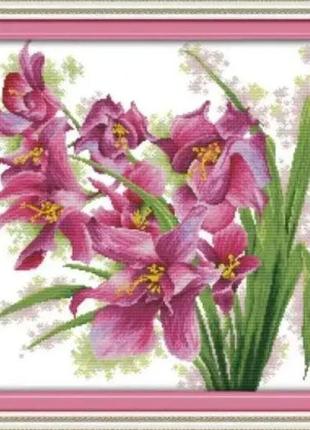 Набір для вишивання хрестиком по нанесеному на канву схемі "orchid". aida 14ct printed 47*47 см