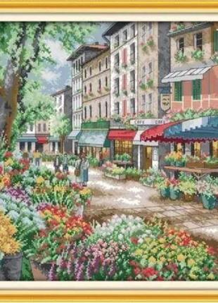 Набор для вышивания крестиком по нанесённой на канву схеме "paris flower market" . aida 14ct printed, 57*44 с