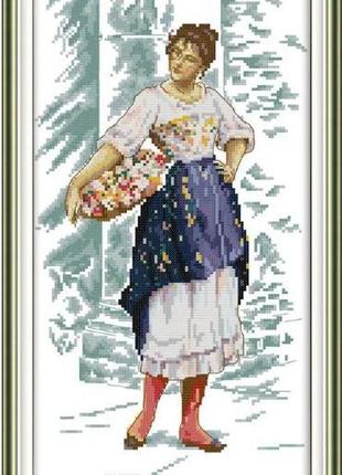 Набор для вышивания по нанесённой на канву схеме "working woman one".aida 14ct printed , 25*41 см