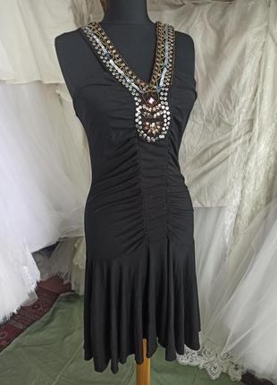 Трикотажное черное платье р 46- 48