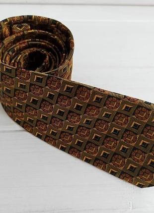 Шелковый галстук коричневый с узором3 фото