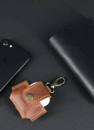 Чохол для навушників airpods з натуральної шкіри коньячний