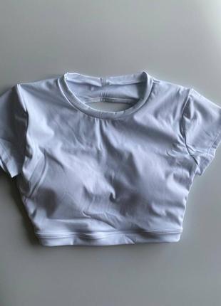 Спортивный топ (кроп-топ футболка) с открытой спинкой 2 цвета (белый, черный) - s m