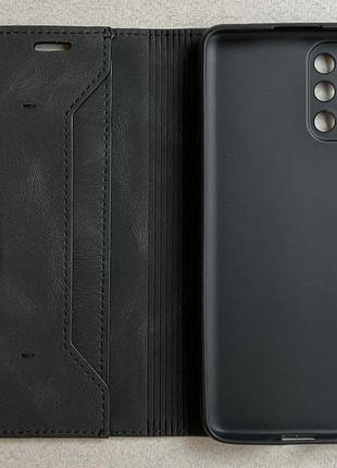 Oneplus 9r чехол-книжка чёрный, высококачественная искусственная кожа, слоты для кредитных карт