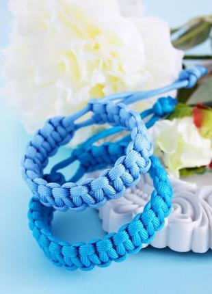 Плетений браслет виживання, блакитний красивий браслет мілітарі із паракорда "кобра", унісекс4 фото