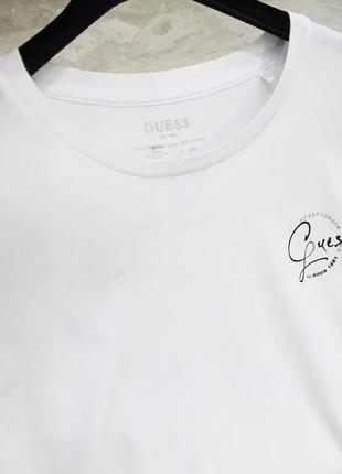 Футболка guess organic cotton modal logo t-shirt with chiffon sleeves white оригінал  size s1 фото