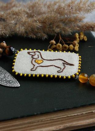 Іменна закладка для книг з собакою такса агат, яшма, тигрове око подарунок любителю собак4 фото