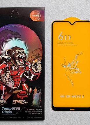 Xiaomi redmi note 8 захисне скло 6d з рамкою чорного кольору найвищої якості на весь екран