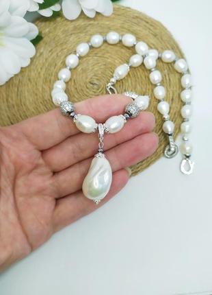 Колье из пресноводного жемчуга с подвеской shell pearl8 фото