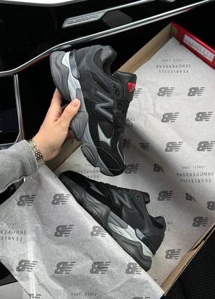 Жіночі кросівки в стилі new balance 9060 нью беленс / демісезонні / весняні, літні, осінні / замша / чорні, сірі