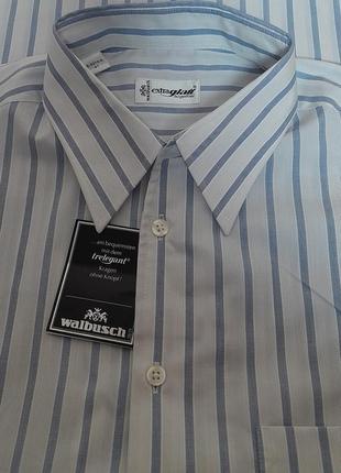 Шикарная белая рубашка в голубую полоску walbusch extraglatt с биркой, молниеносная отправка