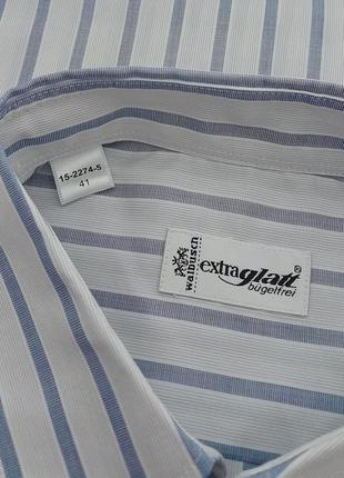 Шикарная белая рубашка в голубую полоску walbusch extraglatt с биркой, молниеносная отправка