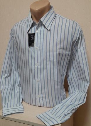 Шикарная белая рубашка в голубую полоску walbusch extraglatt с биркой, молниеносная отправка