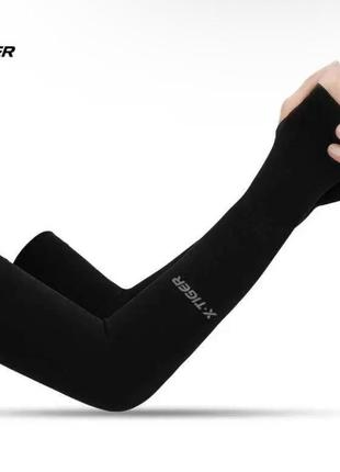 Перчатки спортивные митенки с пальчиком x-tiger длинные нарукавники для спорта
