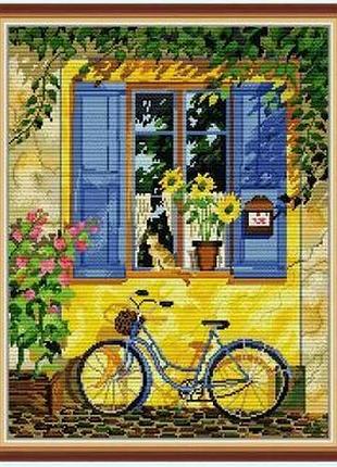 Набір для вишивання за нанесеною на канву схемою "outside the window 2". aida 14ct printed 38*47 см