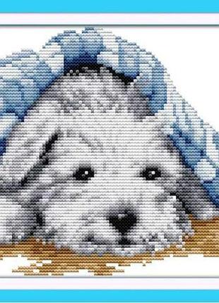 Набор для вышивания по нанесённой на канву схеме "small lovely dog". aida 14ct printed, 27*20 см