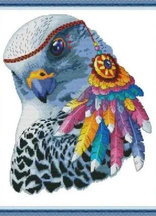 Набор для вышивания по нанесённой на канву схеме "rainbow eagle ". aida 14ct printed , 34*40 см
