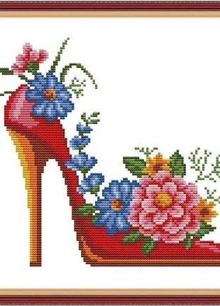 Набір для вишивання за нанесеною на канву схемою "fashion high heels 5". aida 14ct printed, 28*28 см