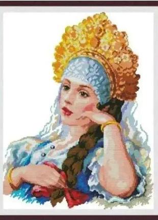 Набор для вышивания по нанесённой на канву схеме "golden crown princes". aida 14ct printed, 40*49 cm