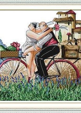 Набор для вышивания по нанесённой на канву схеме "we got married". aida 14ct printed 44*43 см
