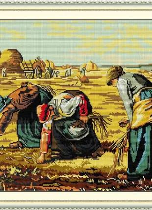 Набір для вишивання за нанесеною на канву схемою "miller-gleaner". aida 14ct printed 55*43 см