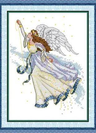 Набір для вишивання за нанесеною на канву схемою "butterfly fairy 15". aida 14ct printed 19*27 см