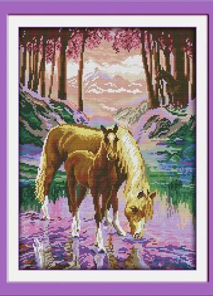 Набір для вишивання за нанесеною на канву схемою "the silent valley". aida 14ct printed, 33*43см