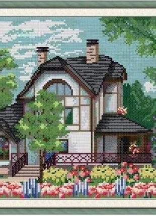 Набір для вишивання за нанесеною на канву схемою "manor view". aida 14ct printed 36*29 см