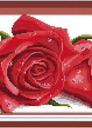 Набір для вишивання за нанесеною на канву схемою "rose lover(1)(red)" . aida 14ct printed, 33*20 см