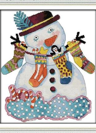 Набір для вишивання за нанесеною на канву схемою "christmas snowman (3)".aida 14ct printed, 35*40см