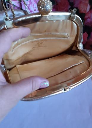 Клатч антиквариат 40х 50х morris moskowitz, золотая кожа, шелковая середина, belgium, винтаж8 фото