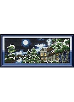 Набор для вышивания по нанесённой на канву схеме "castle (4) ( winyer)".aida 14ct printed , 34*15 см
