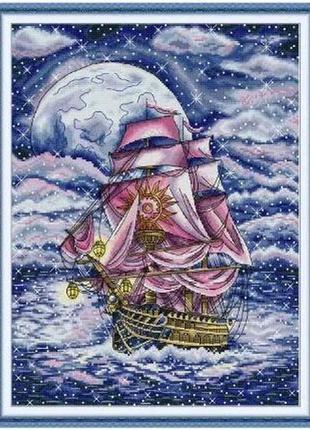 Набір для вишивання за нанесеною на канву схемою "sailing under the stars ".aida 14ct printed , 35*44 см