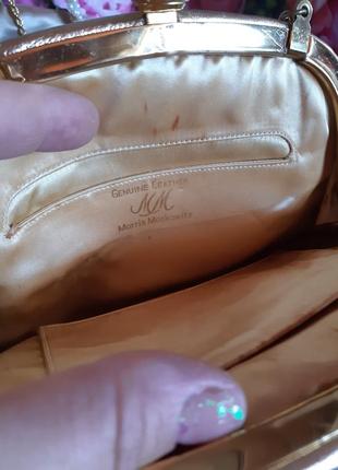 Клатч антиквариат 40х 50х morris moskowitz, золотая кожа, шелковая середина, belgium, винтаж6 фото