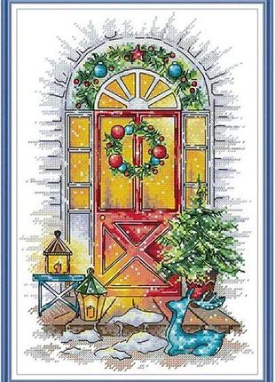 Набір для вишивання за нанесеною на канву схемою"four seasons door of winter".aida 14ct printed, 27*37 см