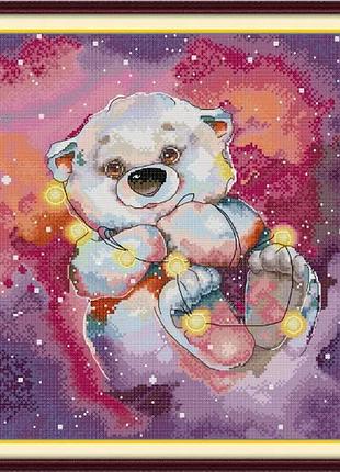 Набір для вишивання за нанесеною на канву схемою "star bear". aida 14ct printed 40*38 см