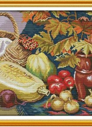 Набор для вышивания по нанесённой на канву схеме "fruits and vegetables". aida 14ct printed 44*36 см