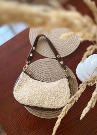 Сумка багет овчина +кожа