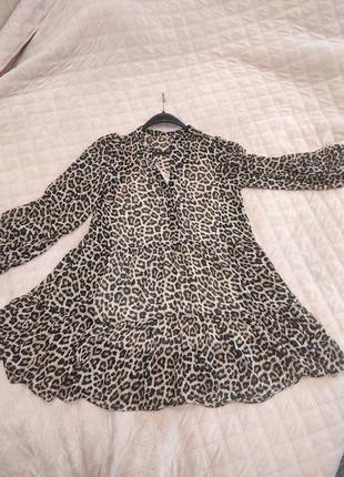 Платье h&m из шифона, леопардового принта.