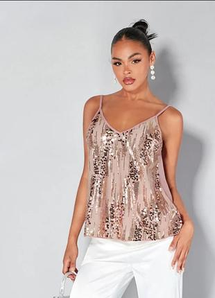 Розовый топ в пайетках shein