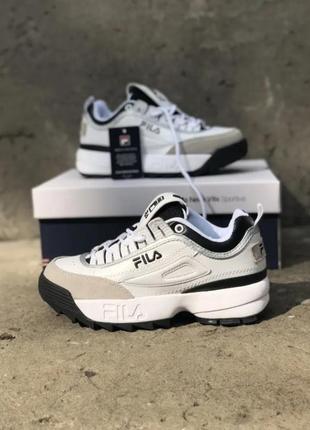 Женские кроссовки disruptor 2 black grey white fila