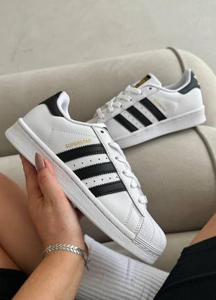 Шкіряні кросівки adidas superstar white premium