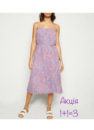 Акція 🎁 стильна плесована шифонова сукня-міді new look на бретельках з квітковим принтом asos zara