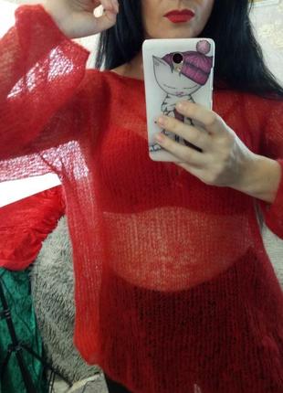Ажурний светр-павутинка светрик джемпер з кід мохеру4 фото