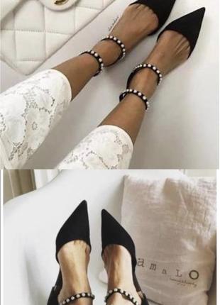 Жемчужные🐚zara лодочки 41 40
