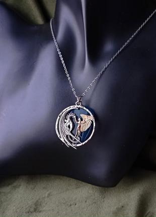 Кольє з голубим агатом. кулон ′серце дракона′.оригінальний подарунок.3 фото