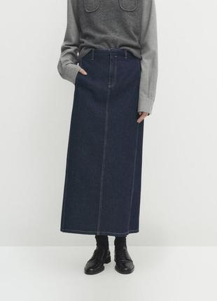 Джинсовая юбка миди massimo dutti 44 р